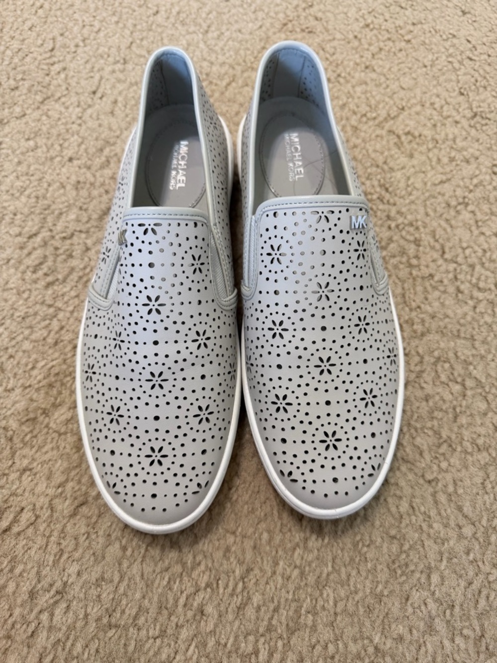 MICHAEL Michael Kors Perforated Slip-On Sneakers - Light Gray